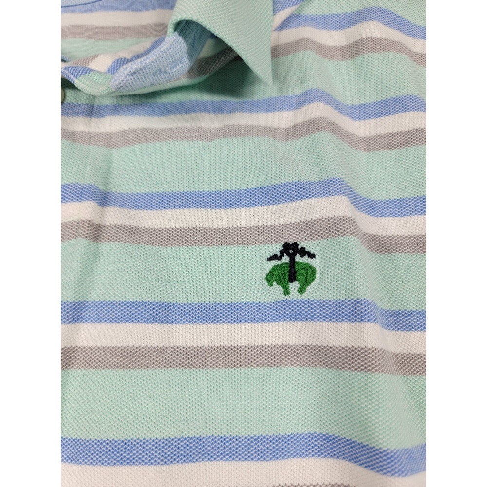 BROOKS BROTHERS‎ Performance ORIGINAL Fit POLO SHIRT Men's XL stripe Aqua Blue